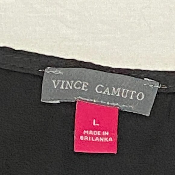 Vince Camuto Bell Sleeve Split Neck Peasant Blouse L Flowy Boho Chic Top - Picture 11 of 12